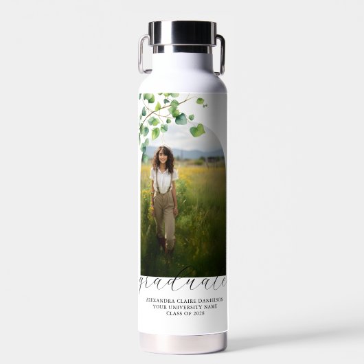 Boho Arch Ivy, White Decisation ウォーターボトル (正面)