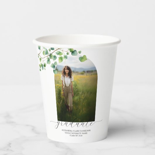 Boho Arch Ivy, White Decisation 紙コップ (正面)