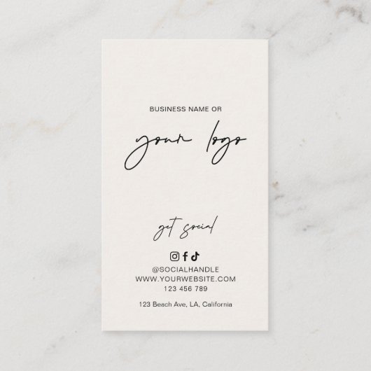 Boho Arch Neutrals Beige Monogram Beauty Salon 予約カード (裏面)