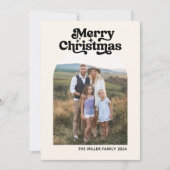 Boho Arch Oneモダン家族写真楽しいクリスマス シーズンカード (正面)