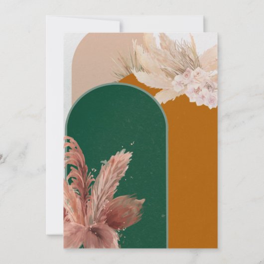 Boho Arch Pampas Grass Save The Date 招待状 (裏面)