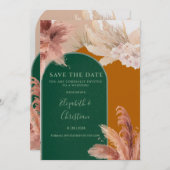 Boho Arch Pampas Grass Save The Date 招待状 (正面/裏面)