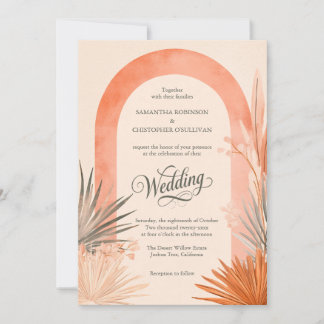 Boho Arch Pampas Grass Wedding 招待状