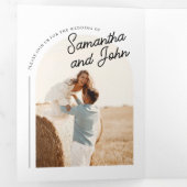 Boho Arch Photo 結婚's 三つ折り招待状 (内部最初)