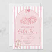 Boho Arch Pink Bow Tutu Cute Ballerina Birthday 招待状 (正面)