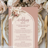 Boho Arch Powder Pink Pampas Floral Wedding Menu メニュー
