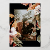 Boho Arch Pumpkin素朴フォトブラックの結婚金ゴールド 箔招待状 (裏面)