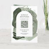 Boho Arch Sage Green Brush Strokes QR Code Wedding 招待状 (裏面)