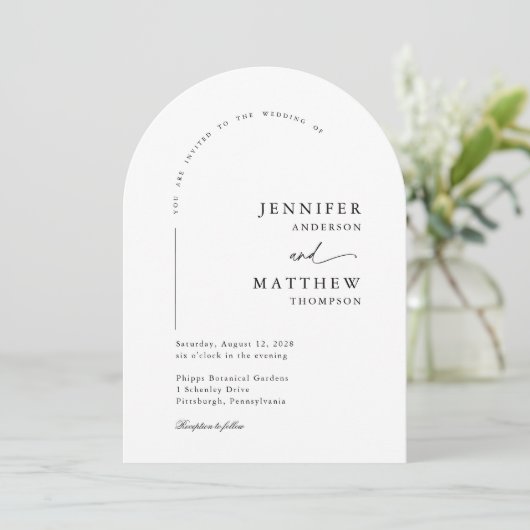 Boho Arch Simple Wedding 招待状 (スタンド正面)