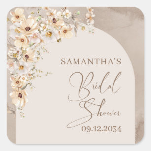 Boho arch summer Wildflowerのシ素朴ステッ結婚カー スクエアシール