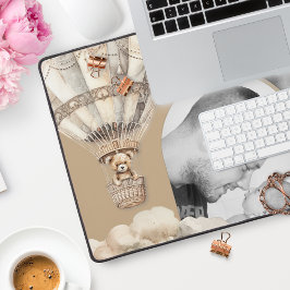 Boho Arch Teddy Bear Air Balloon Clouds写真 デスクマット