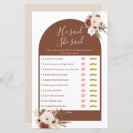 Boho Arch Terracota彼は彼女はゲームカードと言った