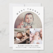 Boho Arch Thank モダン You Photo Collage誕生 案内状 (正面)