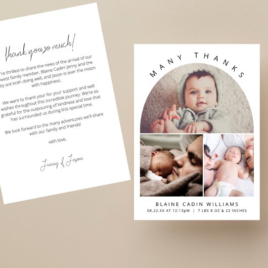 Boho Arch Thank モダン You Photo Collage誕生 案内状