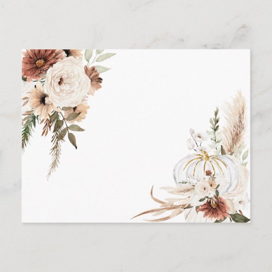 Boho Arch White Pumpkin – ブックインサートを持って来る インビテーションポストカード (裏面)
