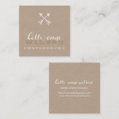 BOHO ARROWロゴ素朴な白モダンいかだ スクエア名刺 (正面/裏面)