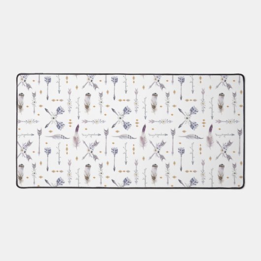 Boho Arrow & Feather Pattern デスクマット (正面)