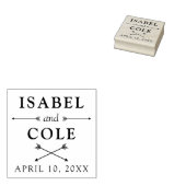 Boho Arrowsの名前と日付結婚付き ラバースタンプ (押印)