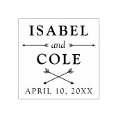 Boho Arrowsの名前と日付結婚付き ラバースタンプ (インプリント)