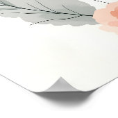 Boho Art.モダンソフト赤面フローラスケッチ ポスター (角)