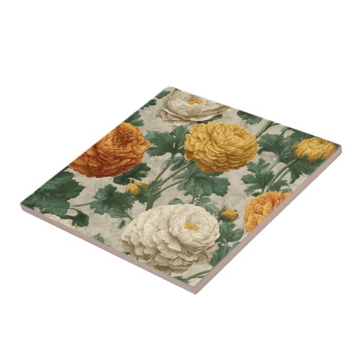 Boho Art Deco Ranunculus Tiles For Artful Floors タイル (側面)