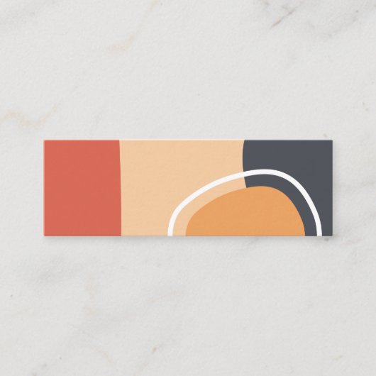 Boho art, terracotta red, blue, white line art スキニー名刺 (正面)