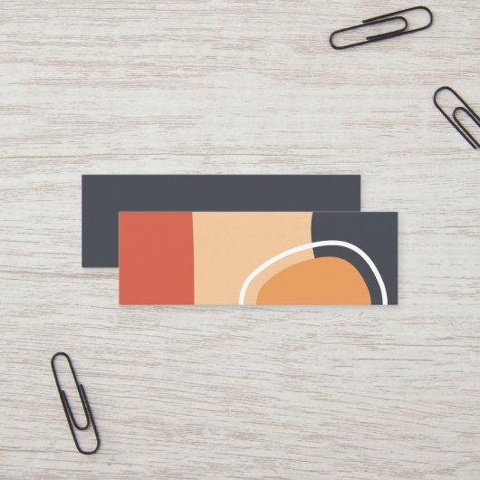 Boho art, terracotta red, blue, white line art スキニー名刺 (正面/裏面インサイチュ)