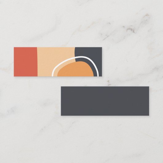 Boho art, terracotta red, blue, white line art スキニー名刺 (正面/裏面)