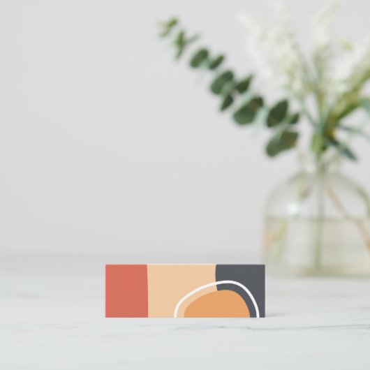 Boho art, terracotta red, blue, white line art スキニー名刺 (スタンド正面)