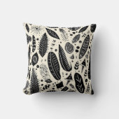 Boho Art Tribal Elements Black White Monochrome クッション (正面)
