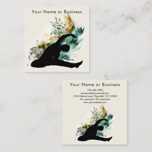 Boho Artful Yoga Tree of Life Saital Geometry スクエア名刺 (正面/裏面)