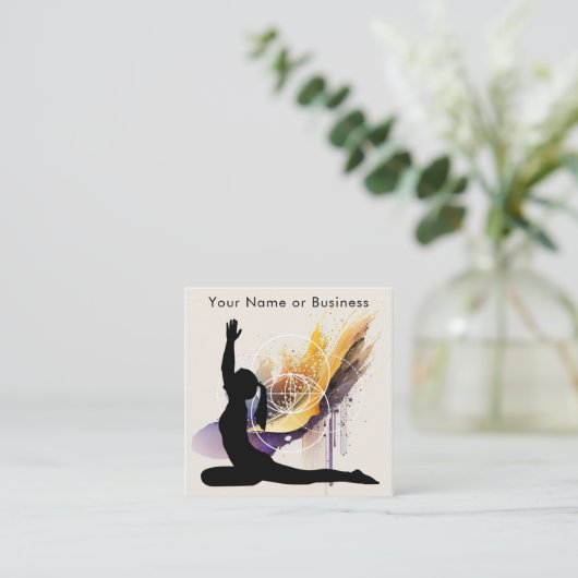 Boho Artful Yoga Vesica Pisces聖幾何学 スクエア名刺 (スタンド正面)