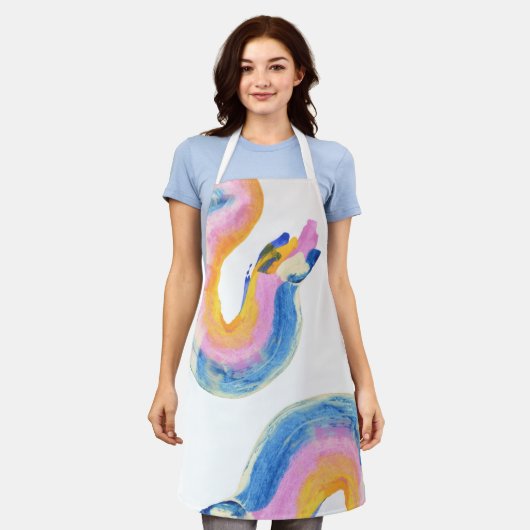 Boho Artistic Abstract Paint Strokes エプロン (着用した状態)