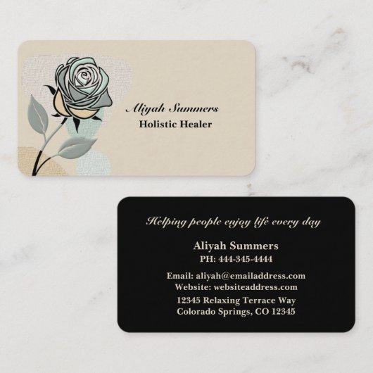 Boho Artistic Rose Meditative Business Card 名刺 (正面/裏面)