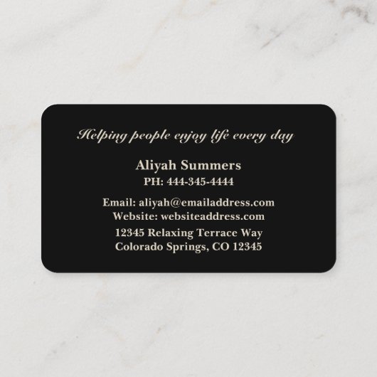 Boho Artistic Rose Meditative Business Card 名刺 (裏面)