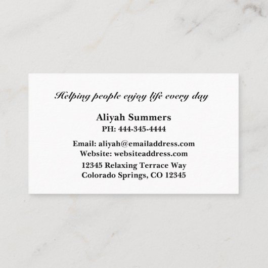 Boho Artistic Rose Meditative Business Card 名刺 (裏面)