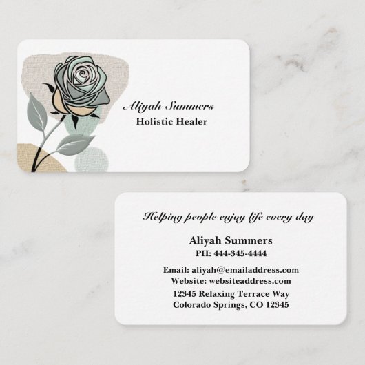 Boho Artistic Rose Meditative Business Card 名刺 (正面/裏面)