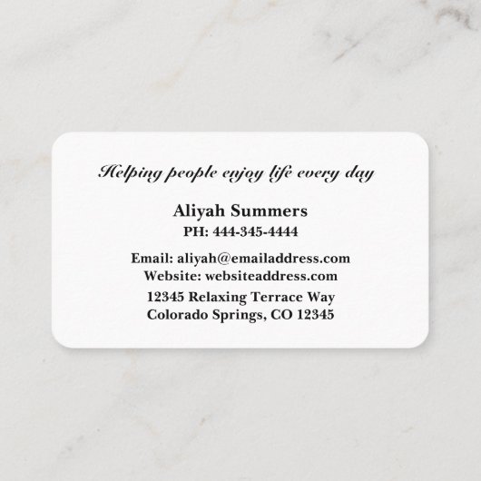 Boho Artistic Rose Meditative Business Card 名刺 (裏面)