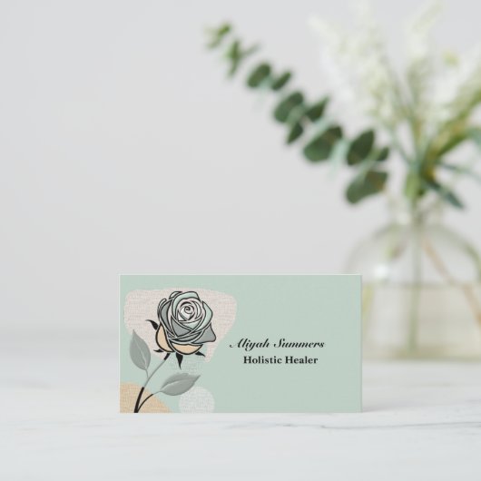 Boho Artistic Rose Meditative Business Card 名刺 (スタンド正面)