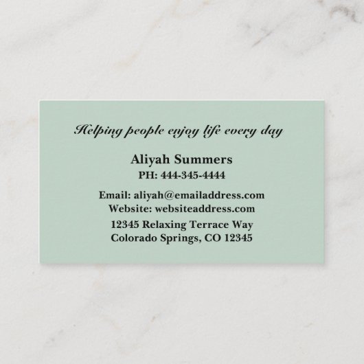 Boho Artistic Rose Meditative Business Card 名刺 (裏面)