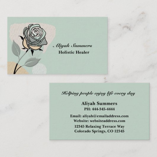 Boho Artistic Rose Meditative Business Card 名刺 (正面/裏面)