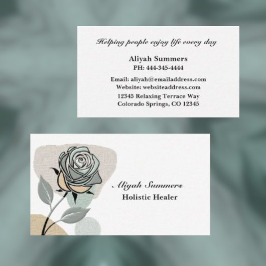 Boho Artistic Rose Meditative Business Card 名刺