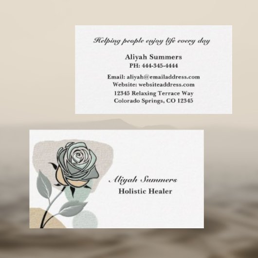 Boho Artistic Rose Meditative Business Card 名刺