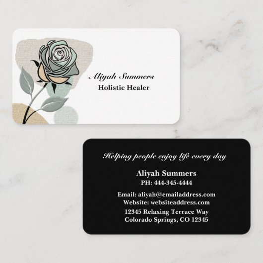 Boho Artistic Rose Meditative Business Card 名刺 (正面/裏面)