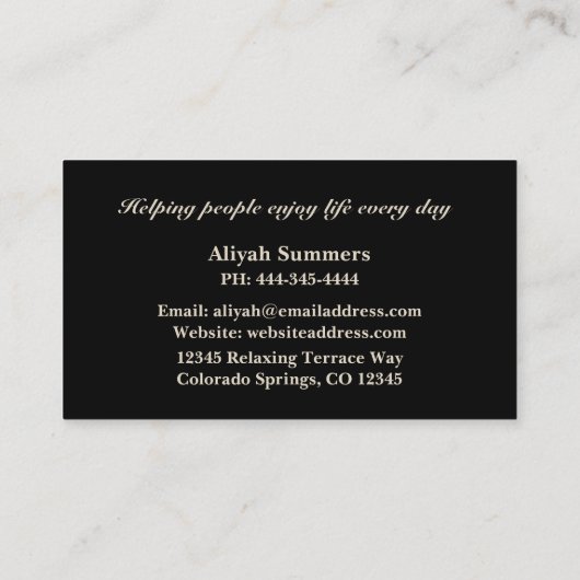 Boho Artistic Rose Meditative Business Card 名刺 (裏面)