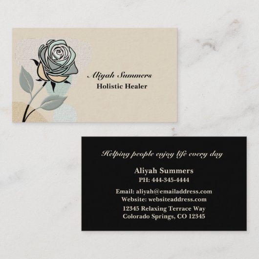 Boho Artistic Rose Meditative Business Card 名刺 (正面/裏面)
