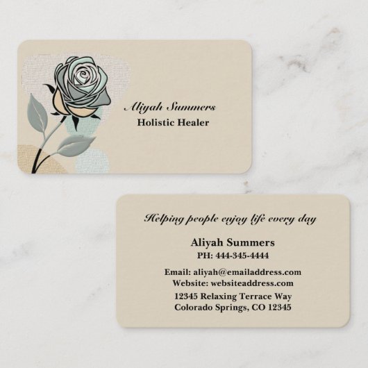 Boho Artistic Rose Meditative Business Card 名刺 (正面/裏面)
