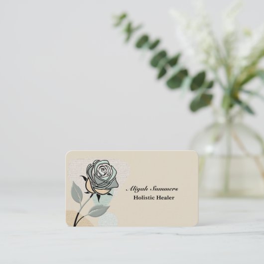 Boho Artistic Rose Meditative Business Card 名刺 (スタンド正面)