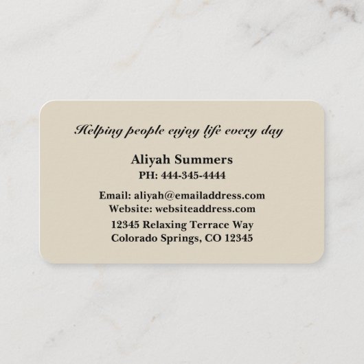 Boho Artistic Rose Meditative Business Card 名刺 (裏面)