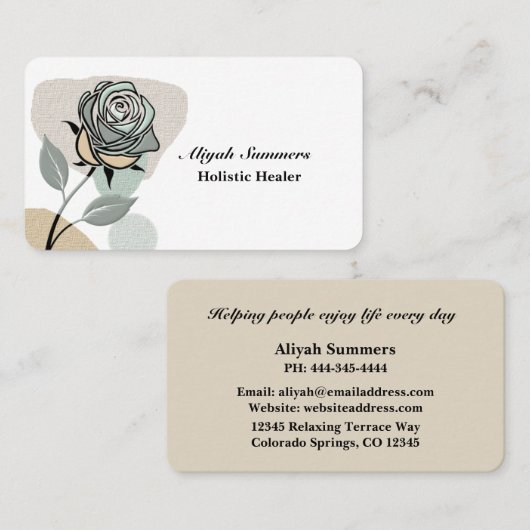Boho Artistic Rose Meditative Business Card 名刺 (正面/裏面)
